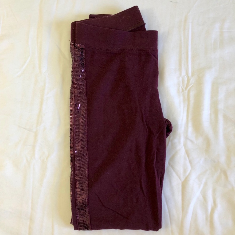 American Eagle maroon sequin leggings